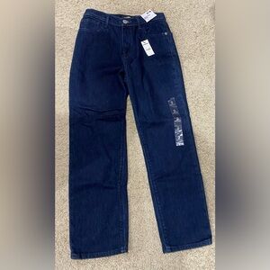 Express Ladies Cropped Straight High Rise Stretch Jeans NWT Size 2R